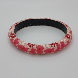 Pink floral clay art bracelet